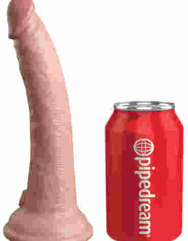 Sterowany pilotem miękki silikonowy wibrator z twardszym rdzeniem King Cock 7 Inch Dual Density Vibe Cock Light
