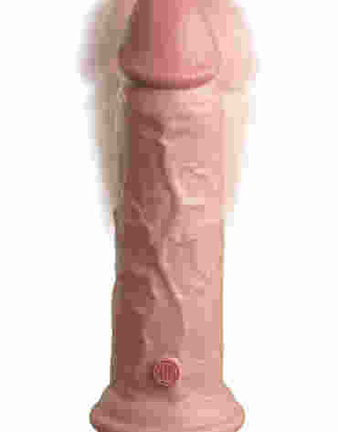 Miękki silikonowy wibrator z twardszym rdzeniem King Cock 8 Inch Dual Density Vibe Cock Light