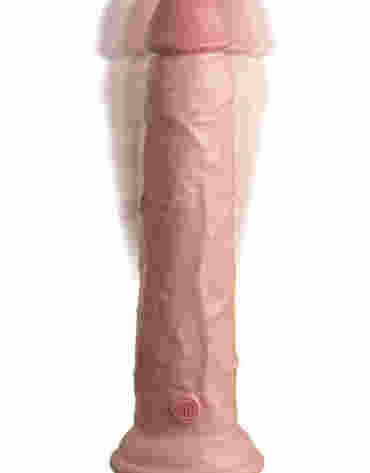 Sterowany pilotem miękki silikonowy wibrator z twardszym rdzeniem King Cock 9 Inch Dual Density Vibe Cock Light