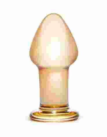 Pomarańczowy szklany korek analny Glas Over Easy Glass Butt Plug
