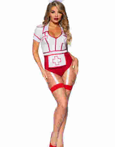 Leg Avenue kostium pielęgniarki Nurse Feelgood Bodysuit Red M