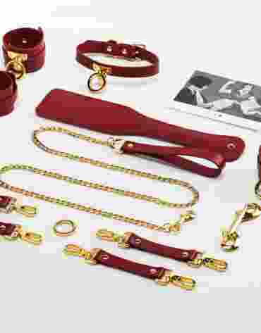Zestaw czerwonych skórzanych akcesoriów Upko Leather Kinky Tools Set Red