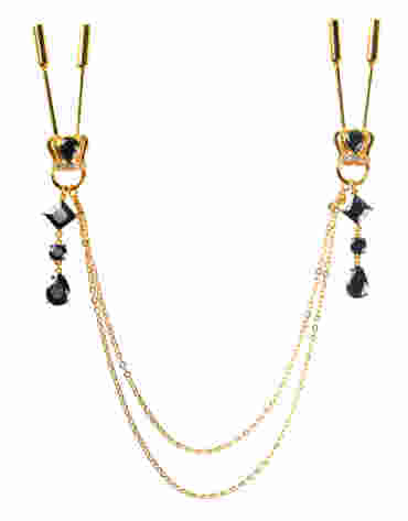 Ozdobne zaciski na sutki Upko Crown and dangling side decorations chain nipple clamps