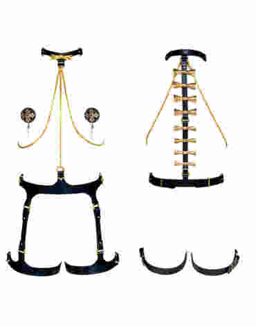 Efektowana uprząż na ciało z obróżką i nasutnikami Upko Butterfly Effect Body Accessories Set
