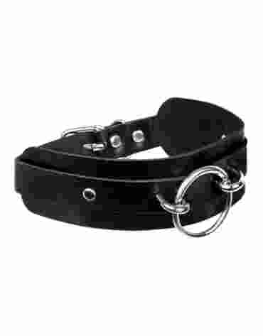 KINKY DIVA O-RING FRONT COLLAR BLACK/SILVER