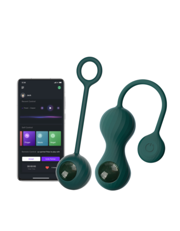 Magic Motion - Inteligentny wibrator kegla Crystal Duo z obciążnikiem Green