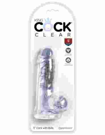 King Cock 5 Inch Cock with Balls Transparant