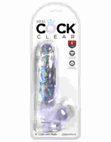 King Cock 6 Inch Cock with Balls Transparant