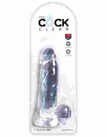King Cock 7 Inch Cock with Balls Transparant