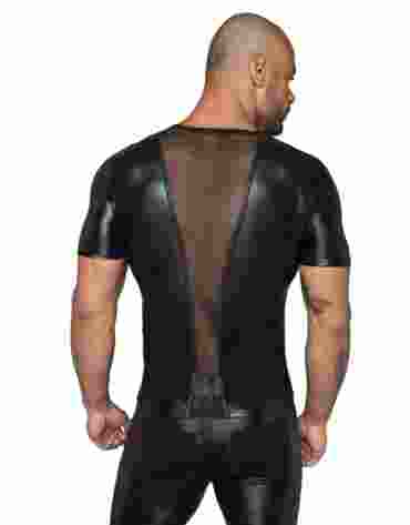 H056 Men's T-shirt made of powerwetlook with 3D net inserts S