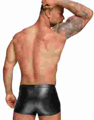 H054 Powerwetlook men's shorts with decorative PVC pleats XL