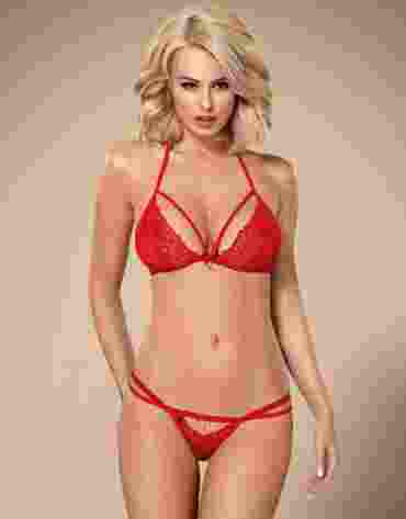 838-SET-3 komplet 2-częściowy czerwony S/M