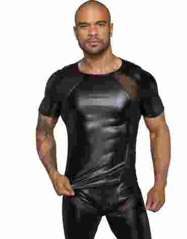 H056 Men's T-shirt made of powerwetlook with 3D net inserts L