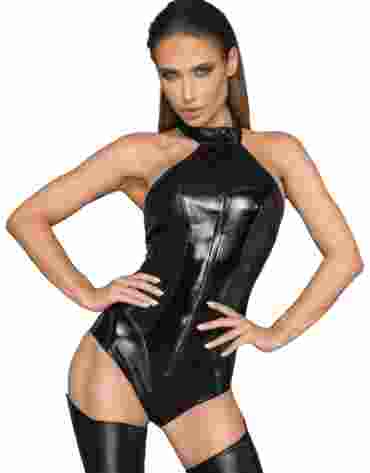 F198 Powerwetlook and lacquered eco leather body XL