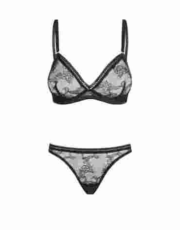 Petitenoir Set out of plunge underwired bra and thong S
