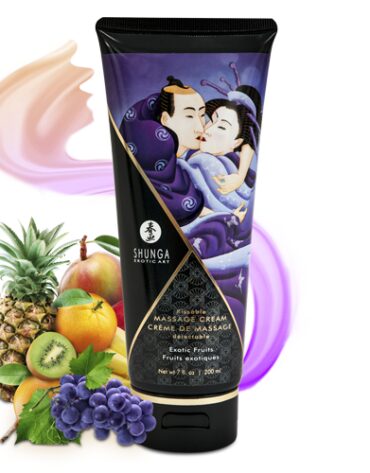 Jadalny krem do masażu o smaku owoców egzotycznych Shunga Kissable Massage Cream Exotic Fruits 200 ml