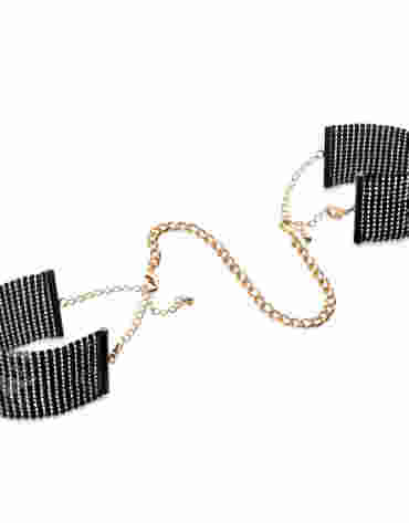 Kajdanki z metalowych płytek Bijoux Indiscrets Desir Metallique Black Metallic Mesh Handcuffs