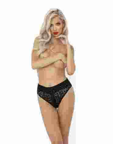 Noir Handmade F290 Panties of leopard flock with zipper XL