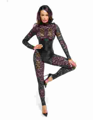 Noir Handmade F299 Enigma lace catsuit with underbust bodice S