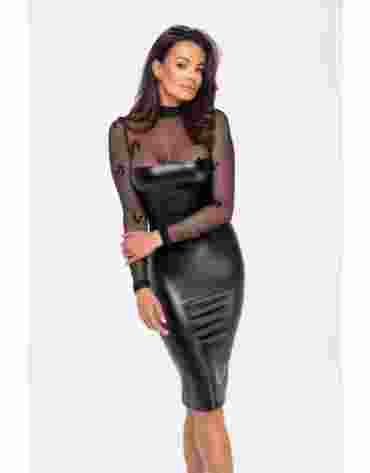 Noir Handmade F310 Sublime wetlook and flocked mesh midi dress L