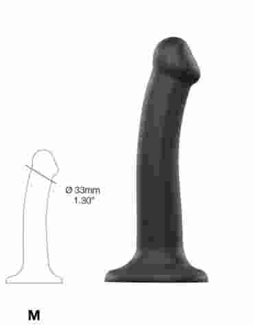 Silicone Bendable Dildo Double Density Black M