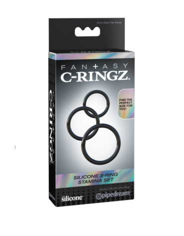 3 silikonowe pierścienie Pipedream Fantasy C-Ringz Silicone 3-Ring Stamina Set
