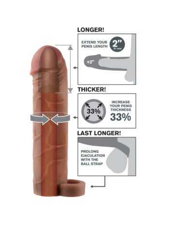 Nakładka na penisa Pipedream Fantasy X-tensions Perfect 2" Extension with Ball Strap Brown