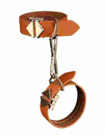 LOCKINK kajdanki Ankle and Wrist Cuffs Set Brown
