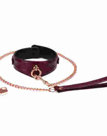 Liebe Seele obróżka ze smyczą Wine Red Curved Collar