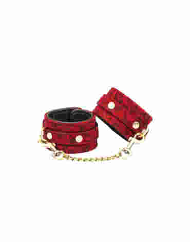 Liebe Seele Kinbaku Ukiyoe Red Rosy Lamb Leather Handcuffs