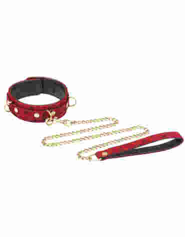 Liebe Seele Kinbaku Ukiyoe Red Rosy Leather Collar and Leash