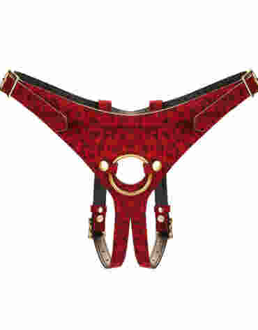 Liebe Seele Kinbaku Ukiyoe Red Rosy Leather Strap on Harness