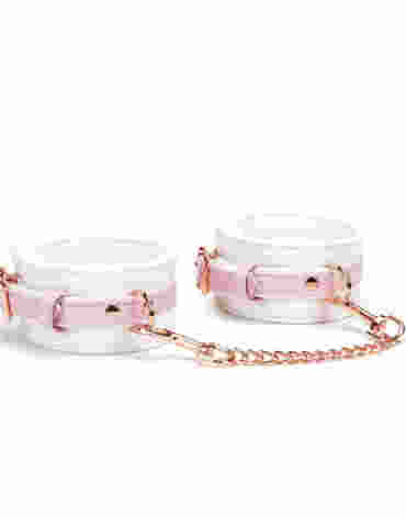 Liebe Seele kajdanki White & Pink Fairy Goat Leather Hand Cuffs