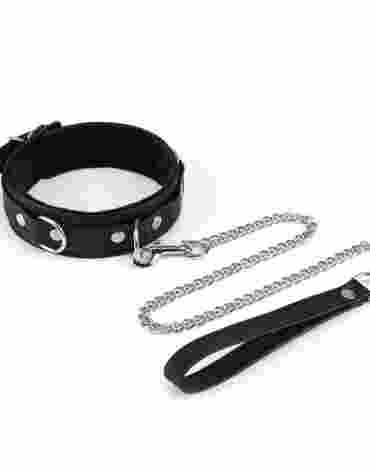 Liebe Seele obróżka ze smyczą Black Bond Collar with Leash