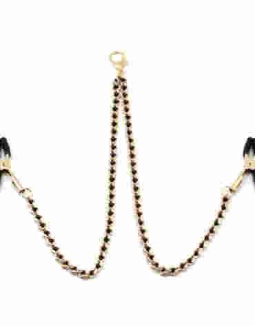 Liebe Seele klamerki na sutki Black Beads Chains And Nipple Clamps