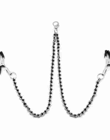 Liebe Seele klamerki na sutki Black Beads Chains & Nipple Clamps