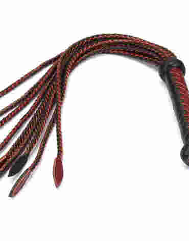 Liebe Seele Wine Red and Black Leather Cat O Nine Tails Whip