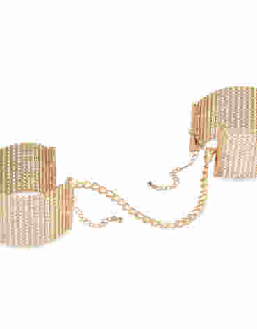 Kajdanki z metalowych płytek Bijoux Indiscrets Desir Metallique Gold Metallic Mesh Handcuffs