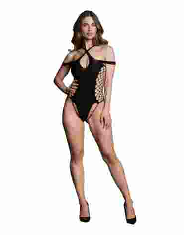 Le Désir Leda XIII - Body with Crossed Neckline Black OS