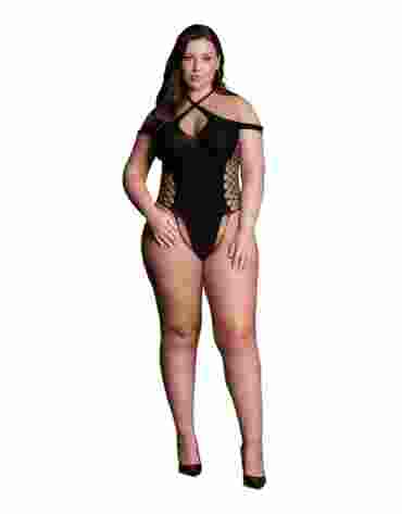 Le Désir Leda XIII - Body with Crossed Neckline Black OSX