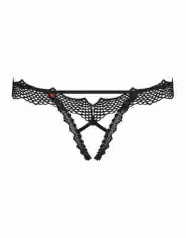 Bravelle stringi otwarte czarne L/XL Obsessive