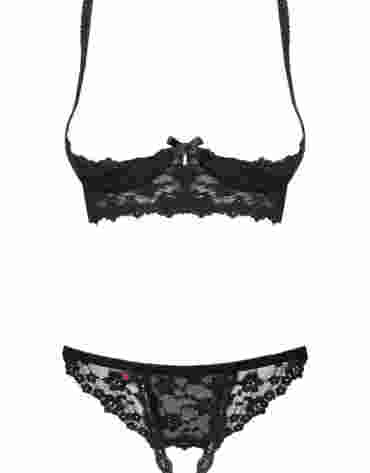 Letica komplet 2-częściowy otwarty czarny L/XL Obsessive