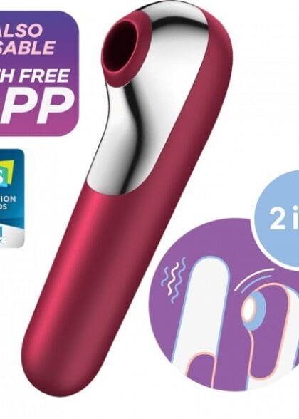 Stymulator łechtaczki z wibratorem Dual Love Red Satisfayer