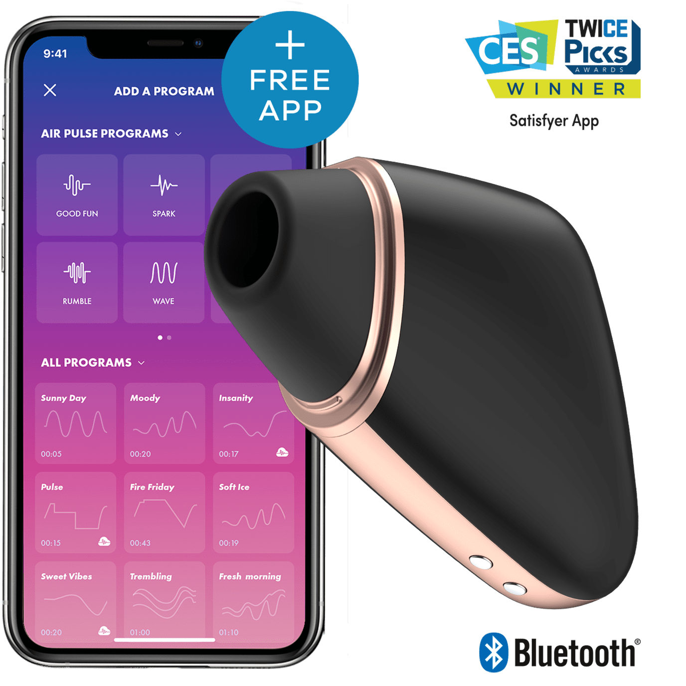 Stymulator Łechtaczki Love Triangle Black With App Satisfyer