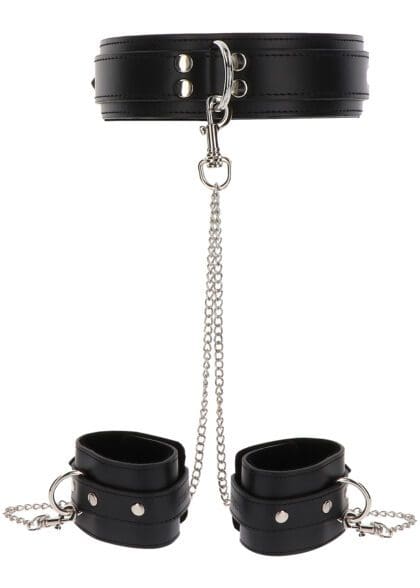 Obróżka Z Kajdankami Heavy Collar And Wrist Cuffs Black Taboom