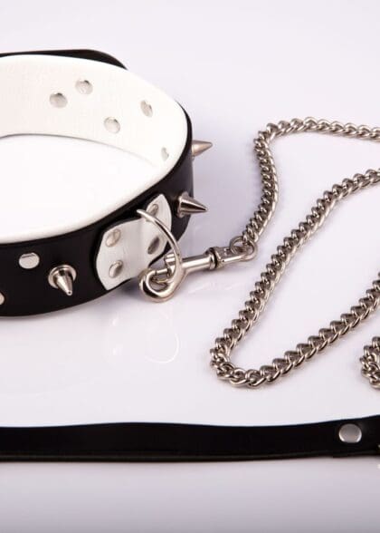 Obroża Męska Ze Smyczą Biała Whips