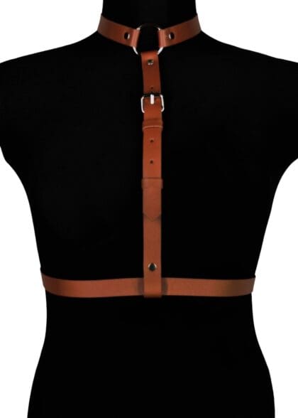 Brązowa Skórzana Uprząż Na Ciało Blanca Karess