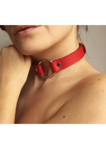 Czerwona Skórzana Obróżka Estera Karess