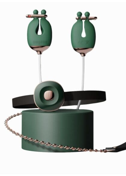 Zaciski No.2 Vibrating Nipple Clamps And Choker Set Green Qingnan