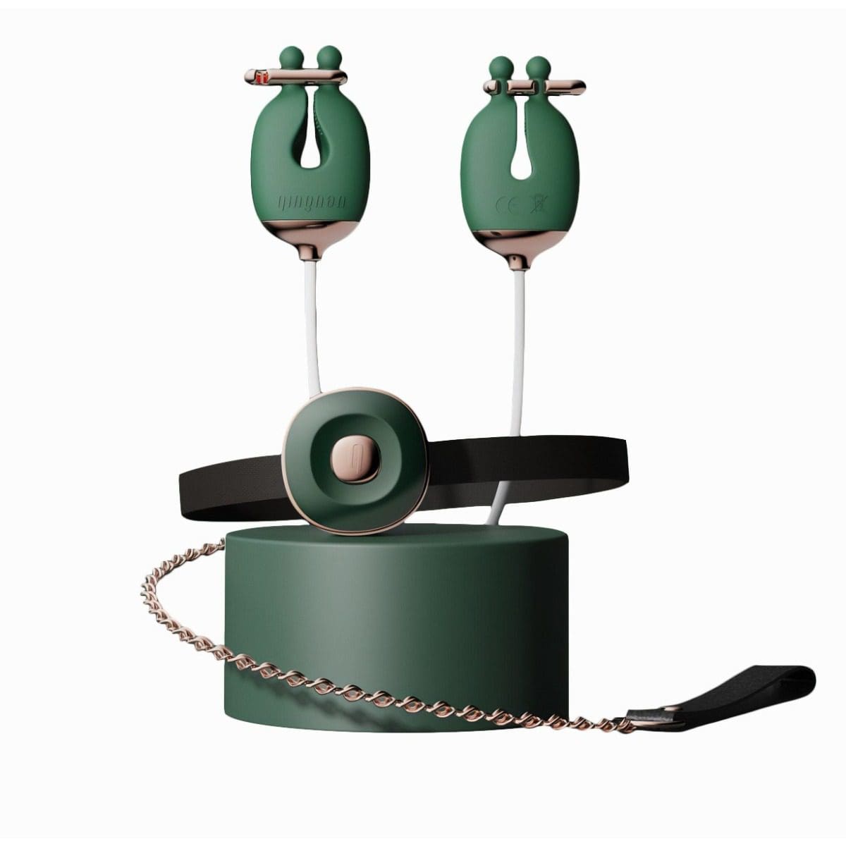 Zaciski No.2 Vibrating Nipple Clamps And Choker Set Green Qingnan